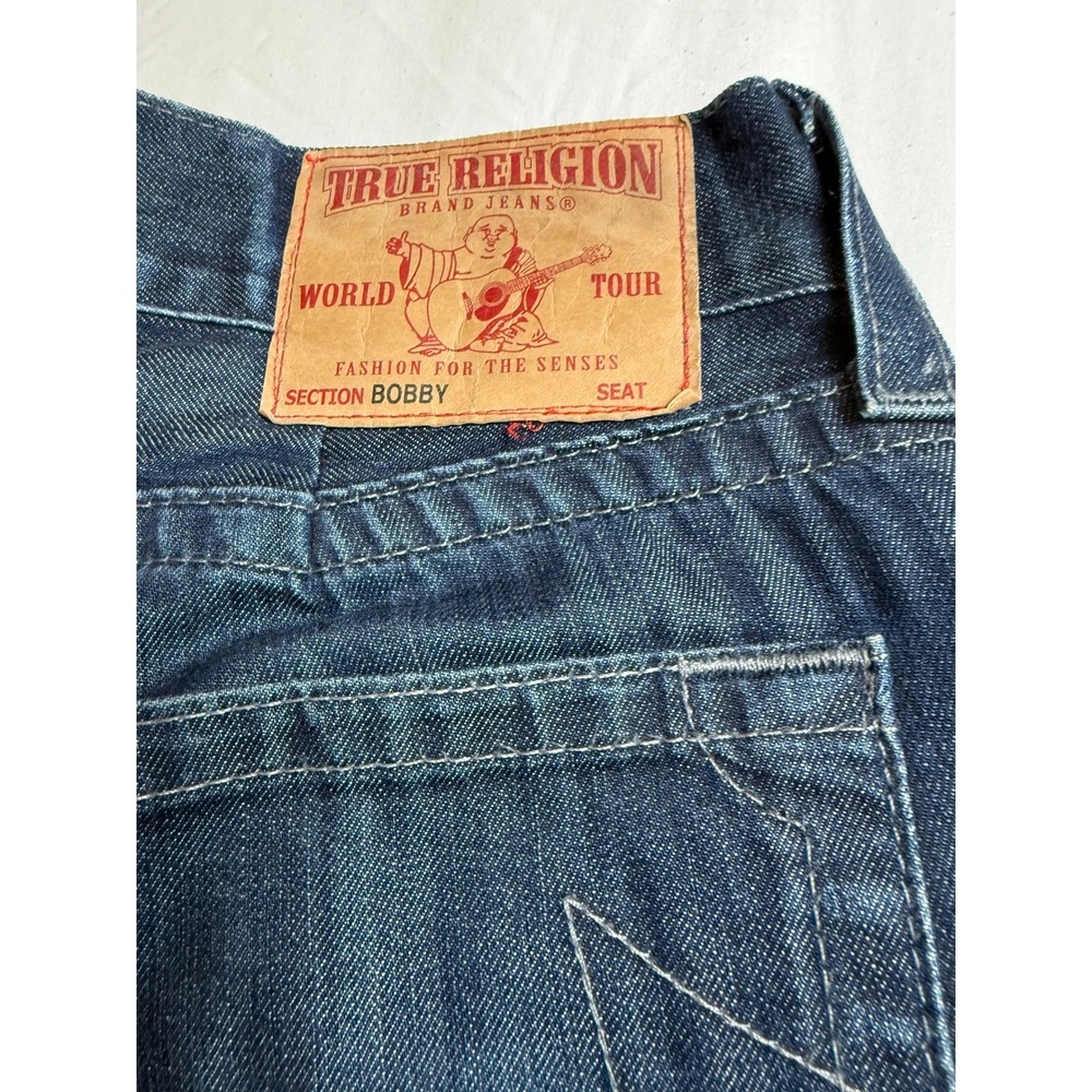 True Religion World Tour Bobby Mens Jeans Size 34x31 Dark Wash Denim - Picture 8 of 9